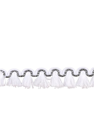 Frange flochettes 12mm blanc au mètre