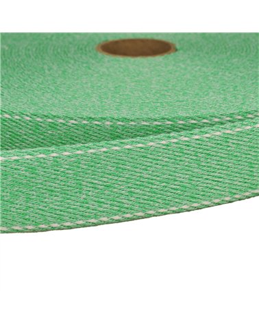 Sangle chinée point sellier 30mm vert nil au mètre