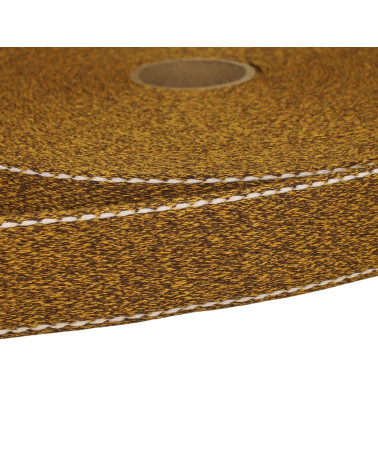 Mottled saddle stitch strap 30mm mustard per meter