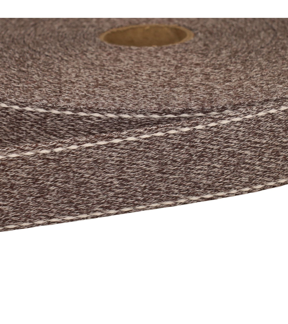 Mottled saddle stitch strap 30mm chocolate brown per meter