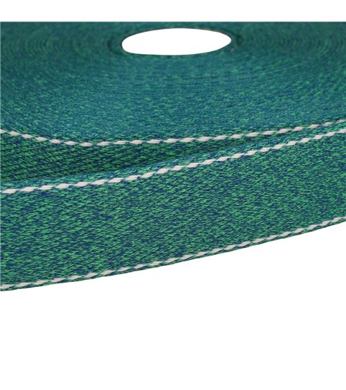 Sangle chinée point sellier 30mm vert kaki clair au mètre