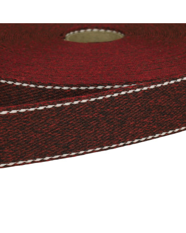Heathered saddle stitch strap 30mm burgundy per meter