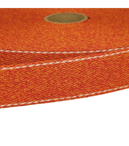 Heathered saddle stitch strap 30mm orange by the meter