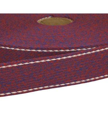 Heathered saddle stitch strap 30mm plum per meter