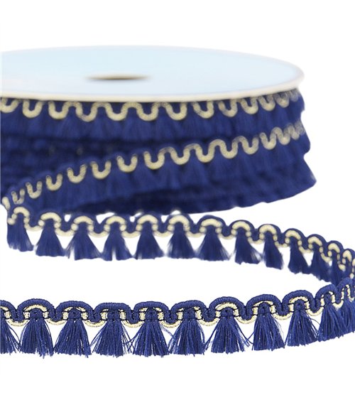 Galon franges 12mm marine au mètre