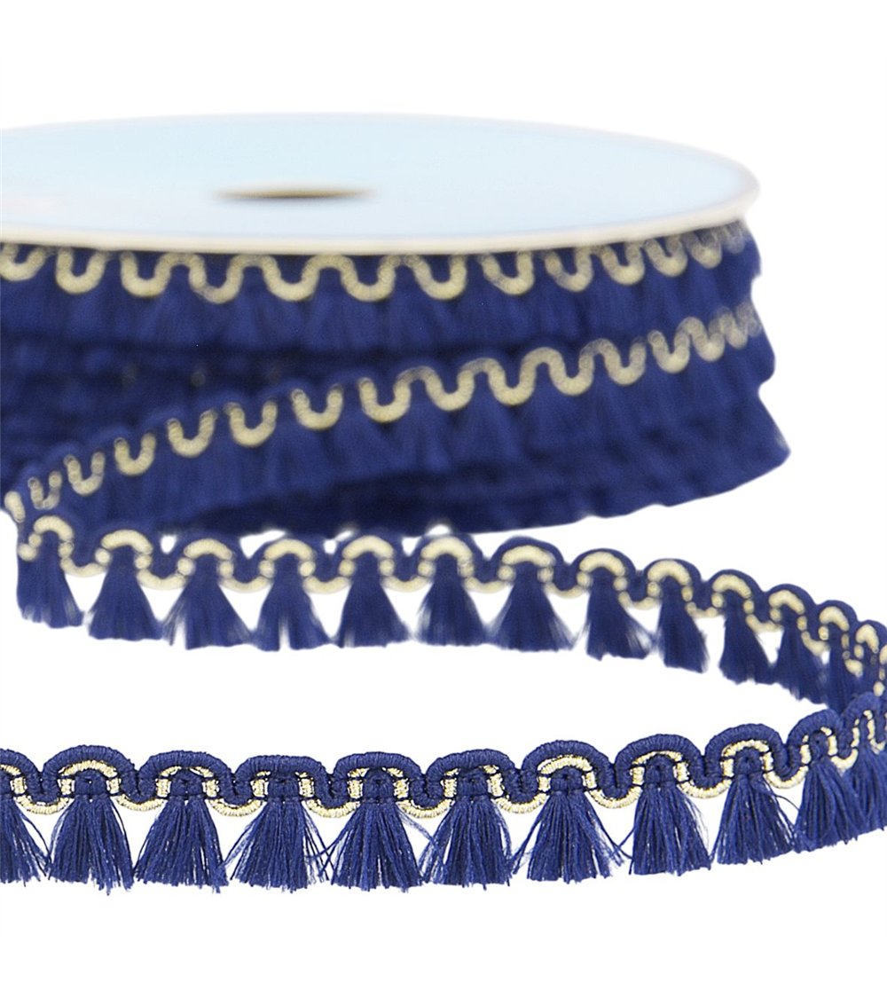 Galon franges 12mm marine au mètre