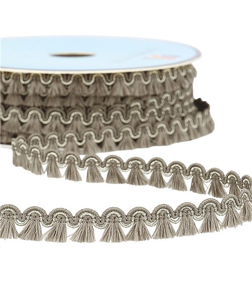 Galon franges 12mm gris moyen au mètre