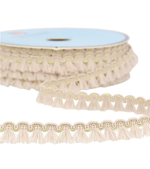 Galon franges 12mm beige au mètre