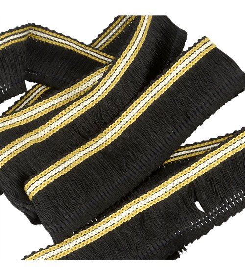 Galon franges 30mm noir au mètre