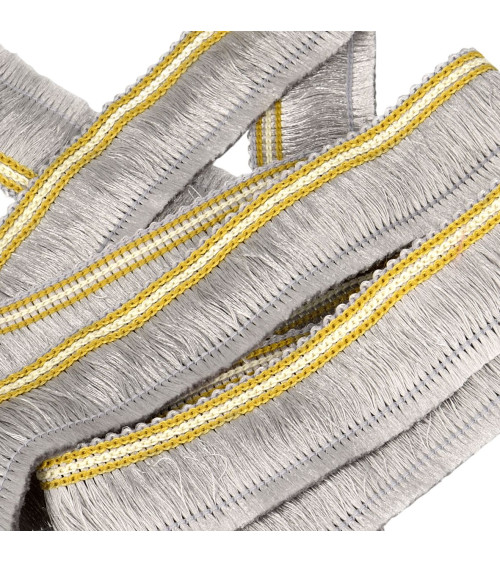 Fringe braid 30mm light gray per meter