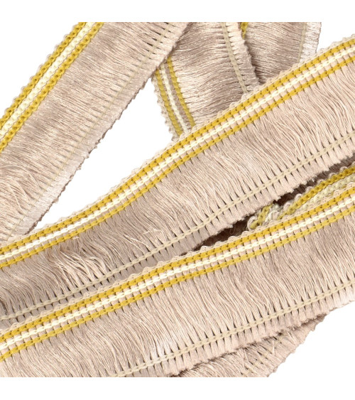 Trenza de flecos 30mm beige por metro