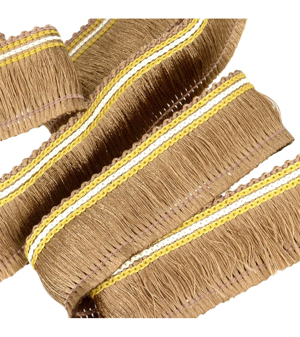 Trenza de flecos 30mm marrón por metro