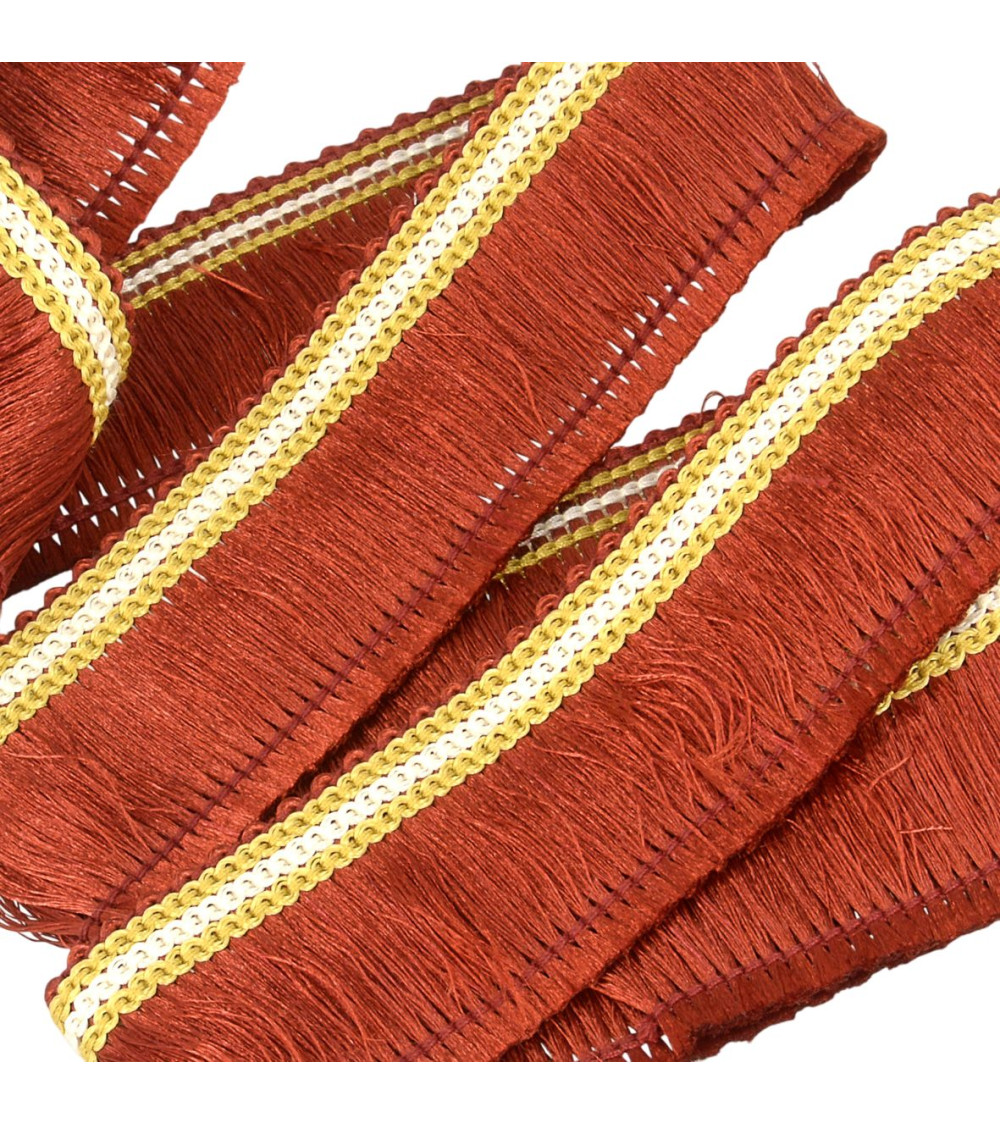 Fringe braid 30mm burgundy per meter