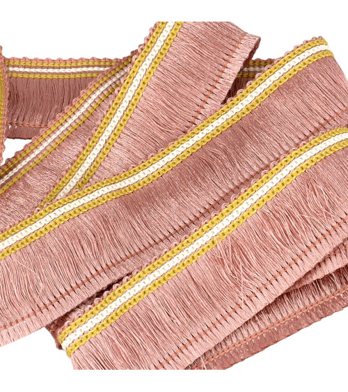 Trenza de flecos 30mm rosa viejo por metro