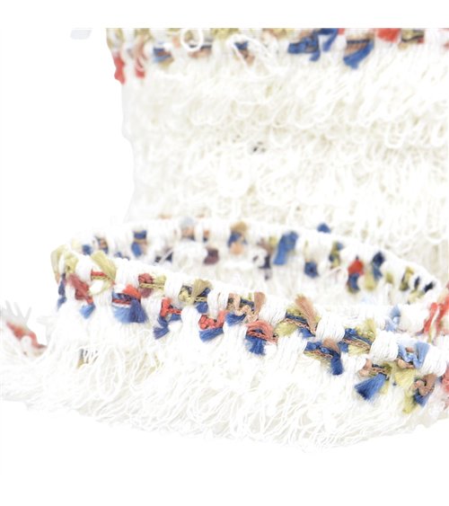 Galon franges 25mm blanc au mètre