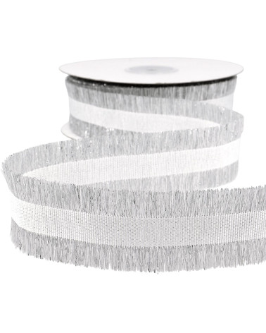 Trenza de flecos 33mm plata por metro