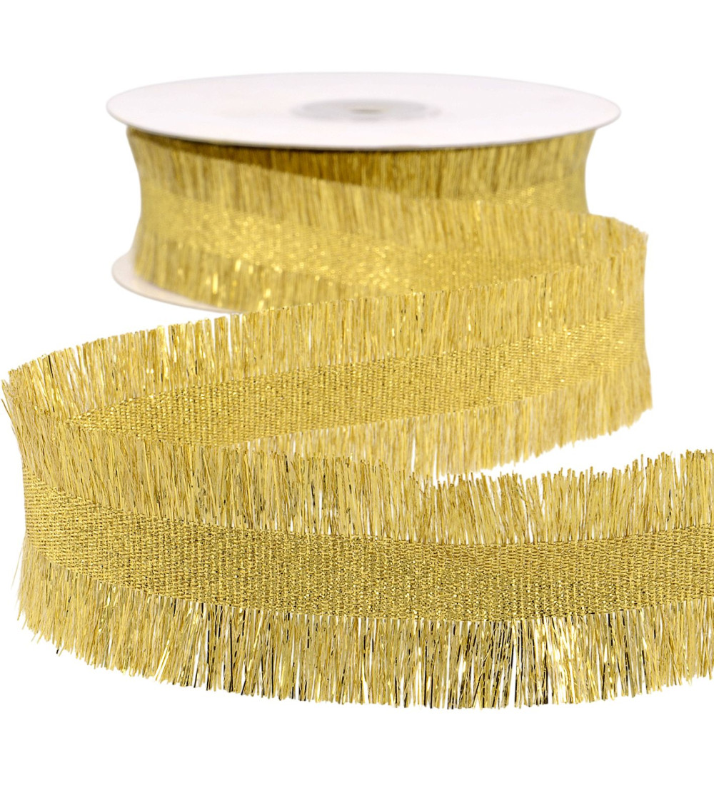 Fringe braid 33mm gold per meter