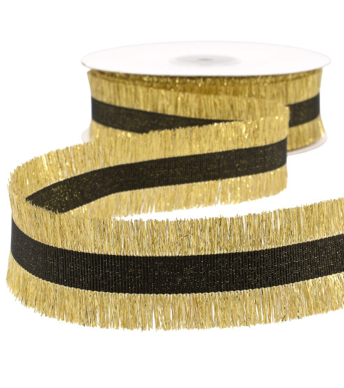 Fransengeflecht 33 mm Gold/Schwarz pro Meter