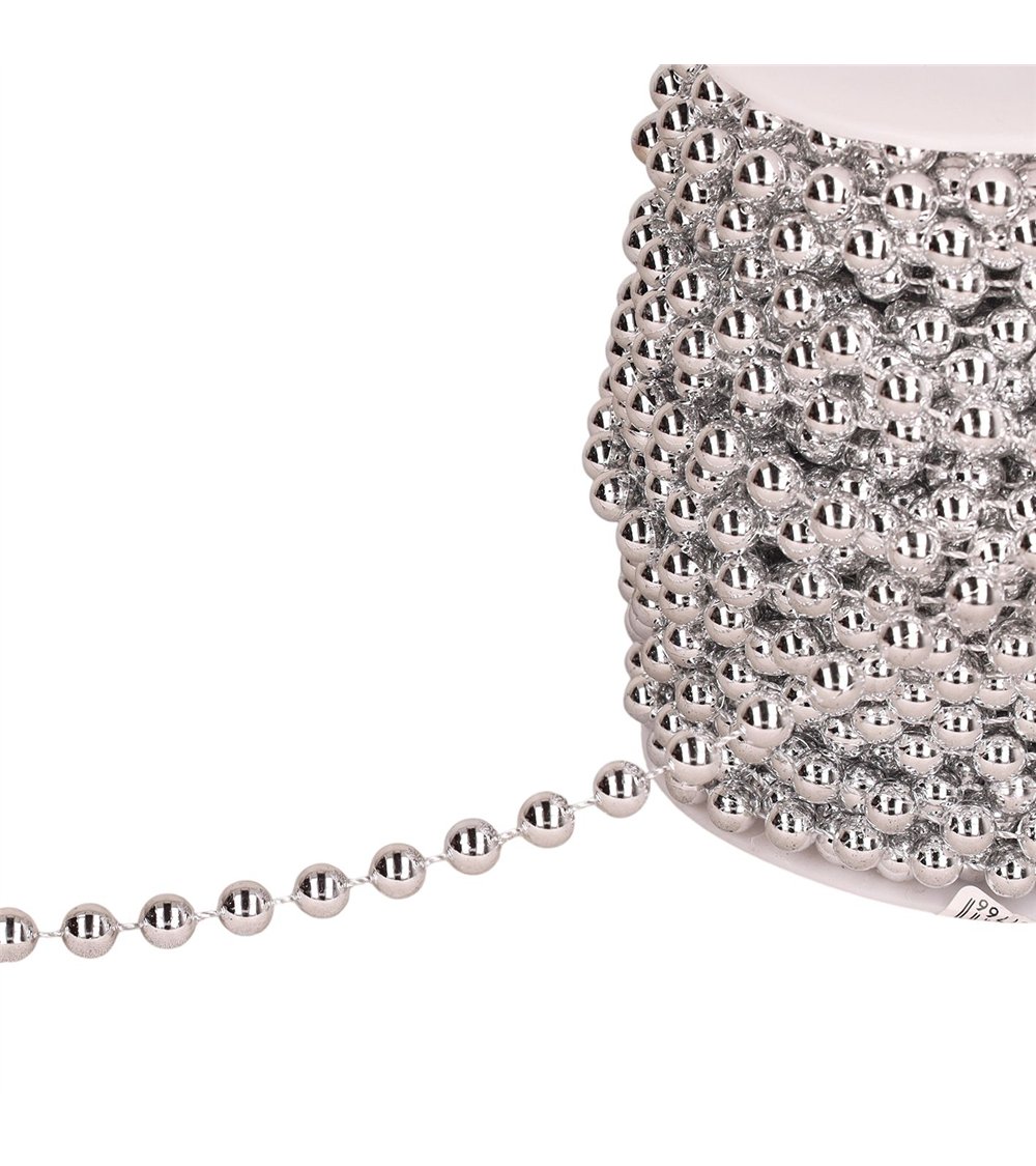 Perle au mètre argent