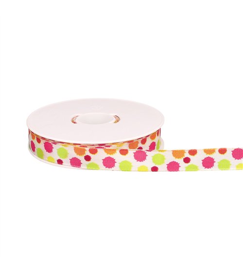 Bobine 20m ruban confettis laitonné blanc 