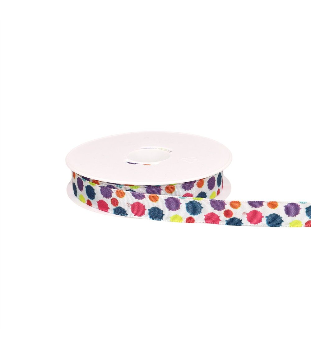 Bobine 20m ruban confettis laitonné bleu clair 