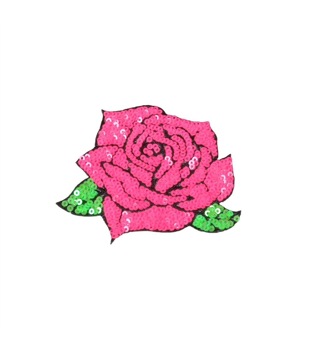 Ecusson thermocollant rose fuchsia 9x8,5cm