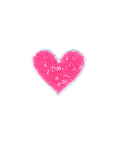 Patch termoadesiva cuore in paillettes fucsia 5,5x5,5 cm