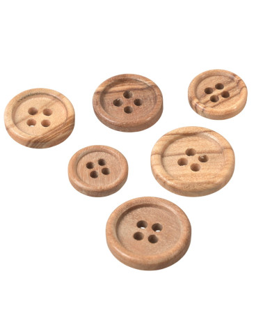 Botón de madera borde pequeño 4 agujeros madera natural