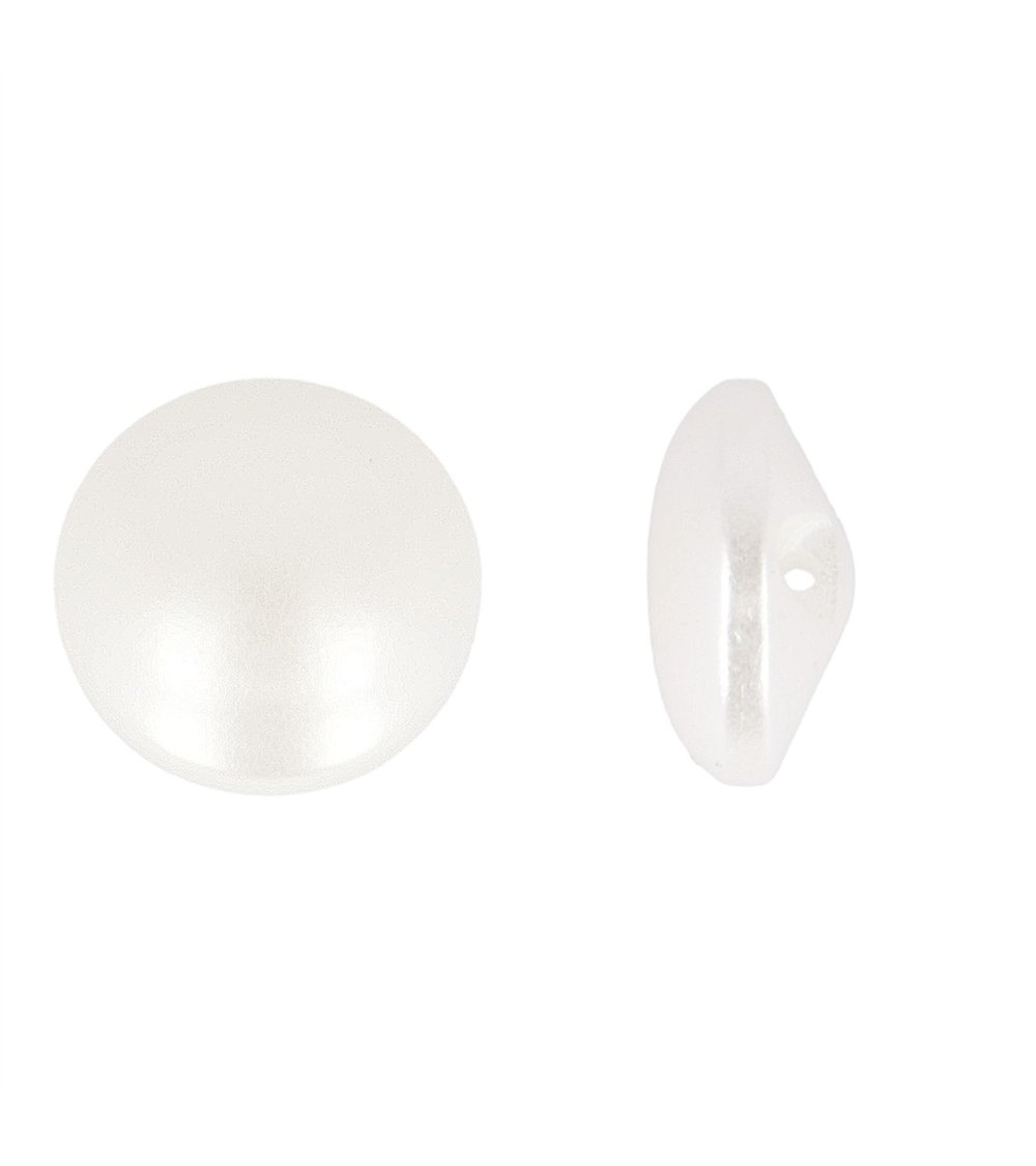 Lot de 6 boutons perles plates blanc