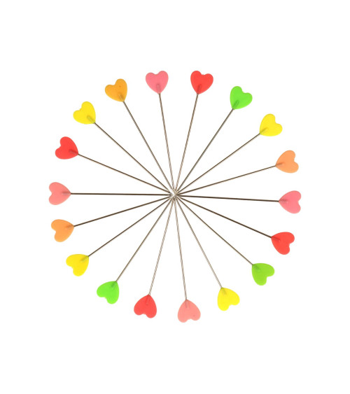 Scatola da 100 spille fantasia a cuore