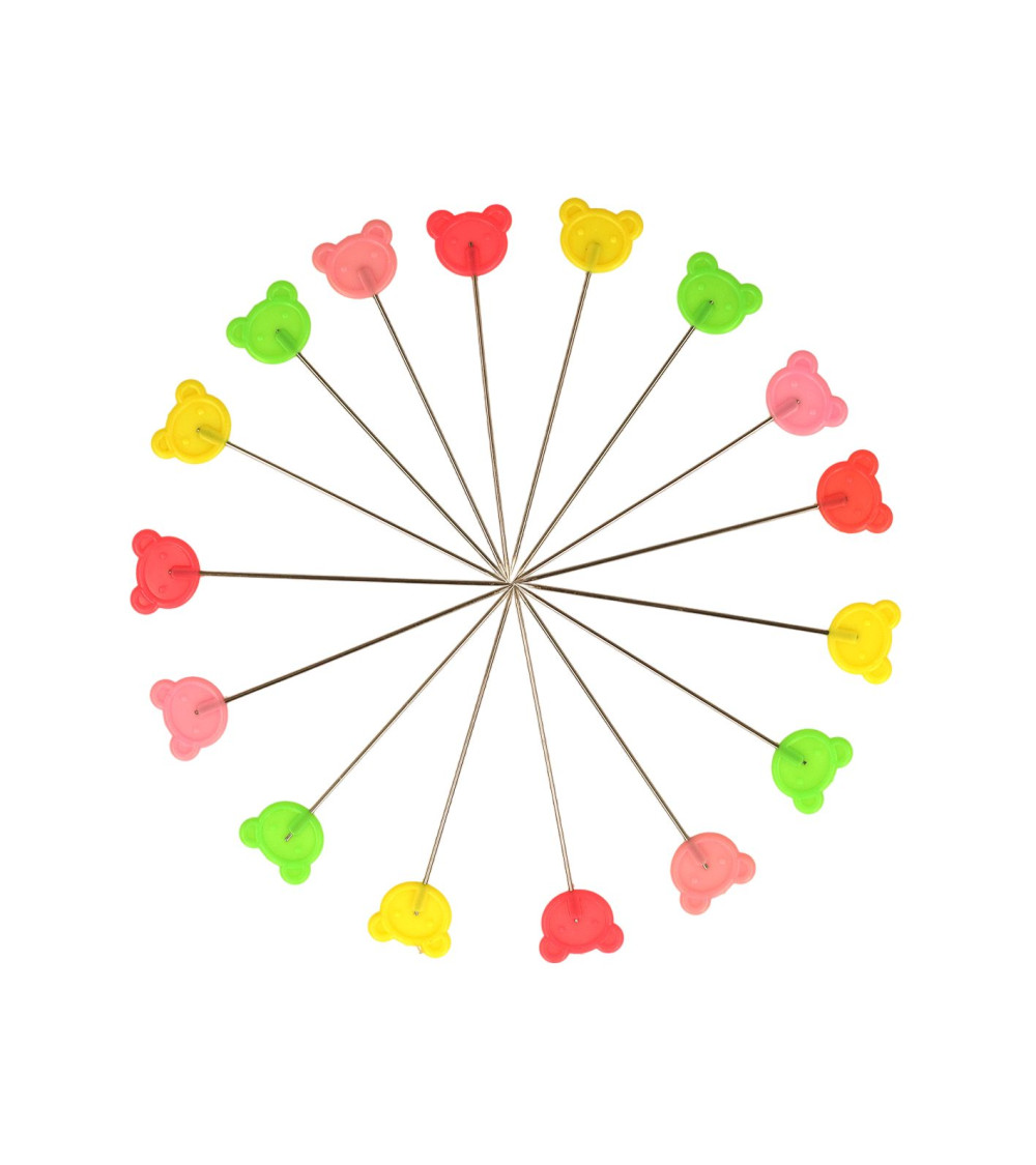 Caja de 100 alfileres de ositos de fantasía