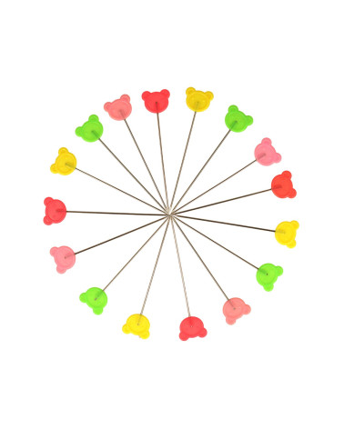 Scatola da 100 spille fantasia orsetti