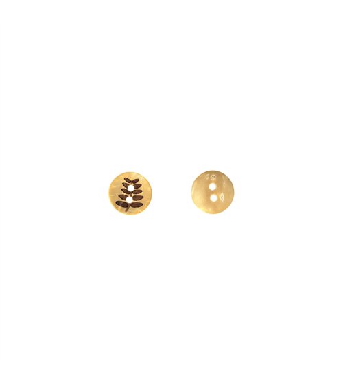 Lot de 3 boutons coco gravé feuille