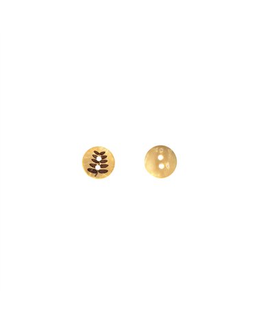Lot de 3 boutons coco gravé feuille
