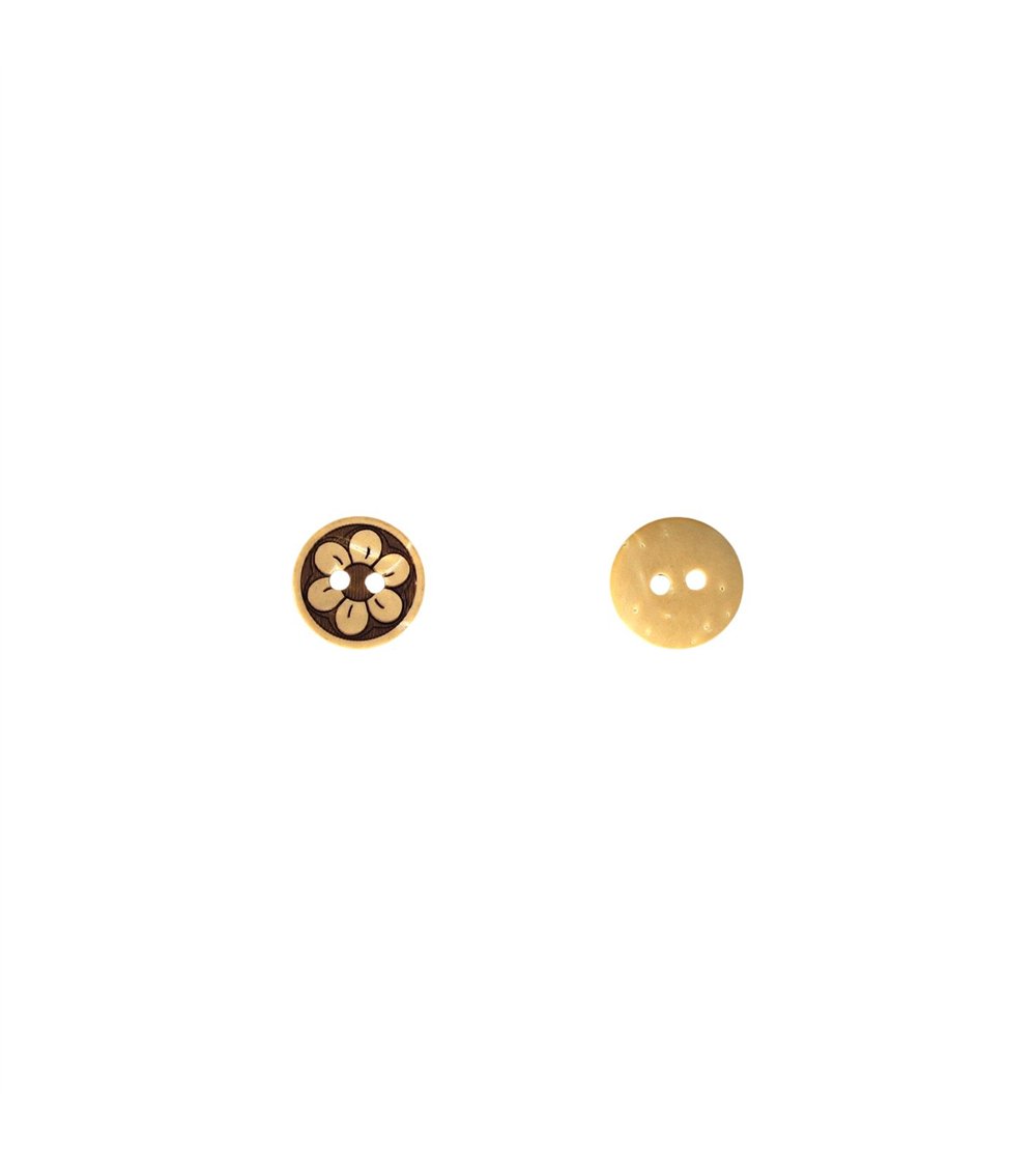 Lot de 3 boutons coco gravé fleur