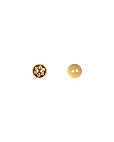 Lot de 3 boutons coco gravé fleur