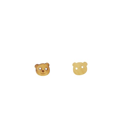 Lot de 6 boutons bois enfants ours