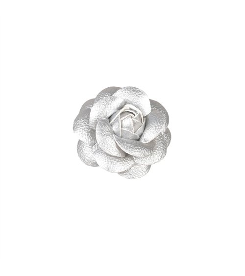 Broche fleur camélia 7 cm argent