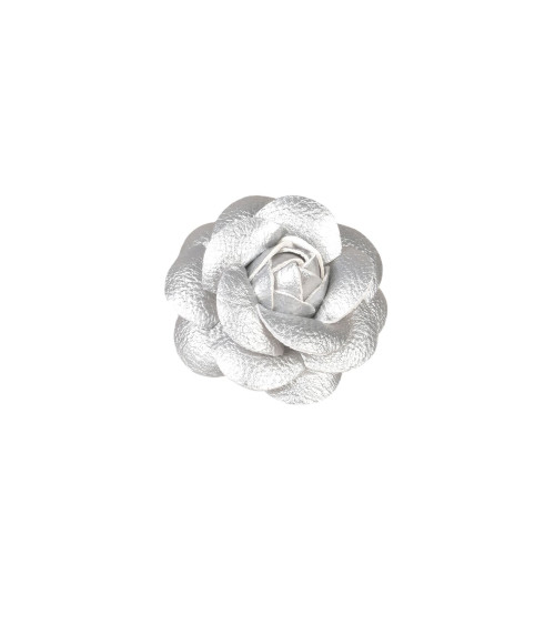 Camellia flower brooch 7 cm silver