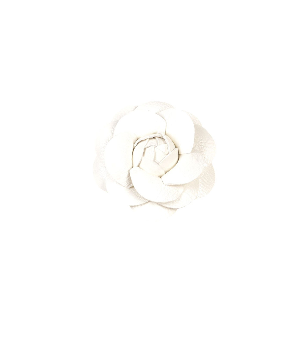 Camellia flower brooch 7 cm white