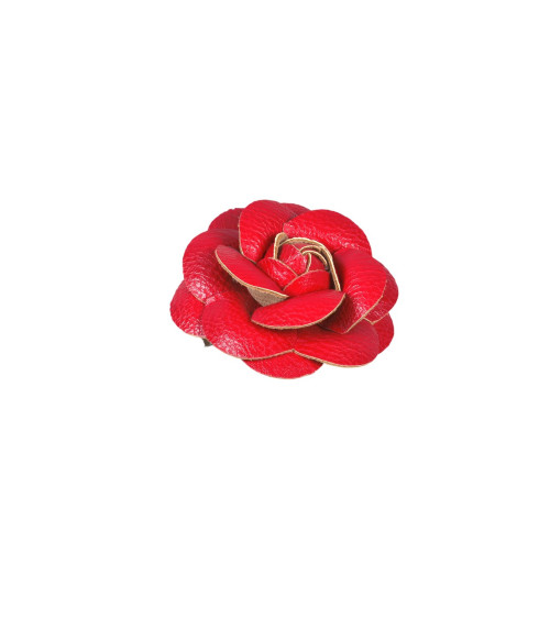 Camellia flower brooch 7 cm red
