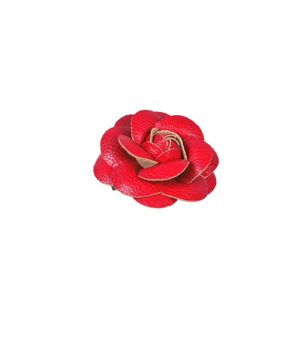 Spilla fiore camelia 7 cm rosso