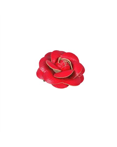 Broche fleur camélia 7 cm rouge