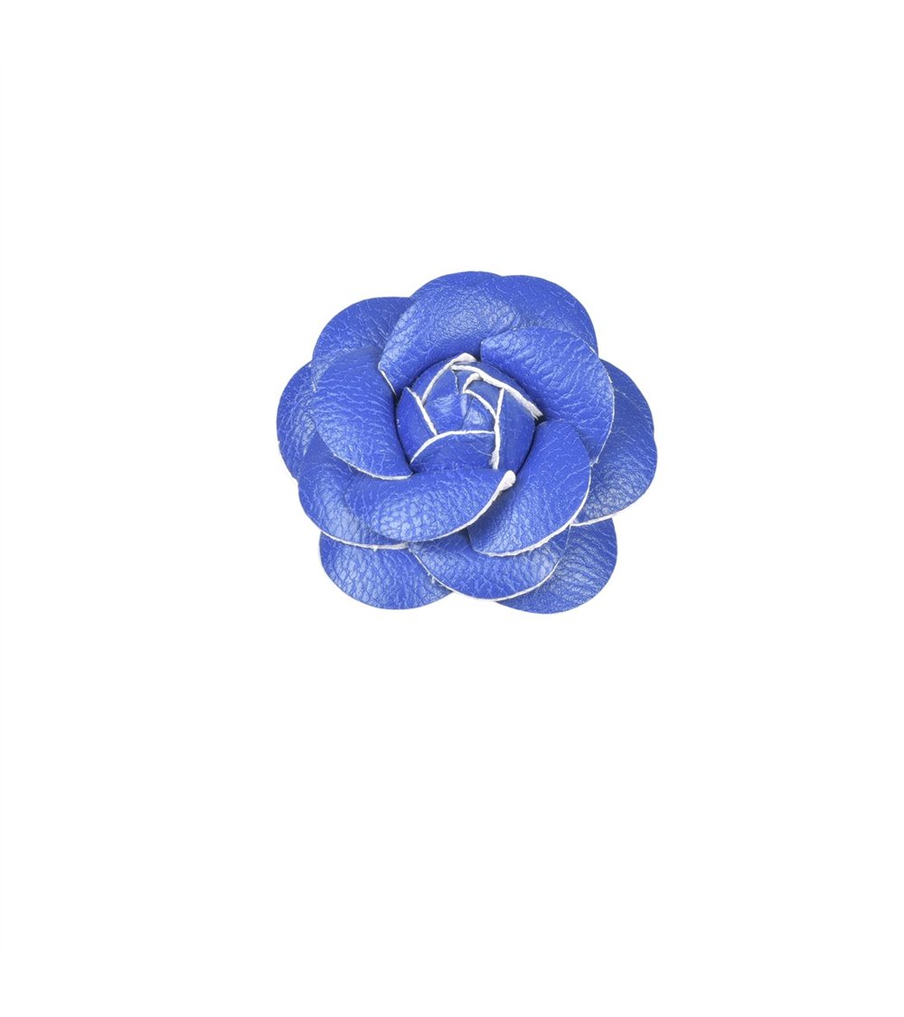 Broche fleur camélia 7 cm bleu roi