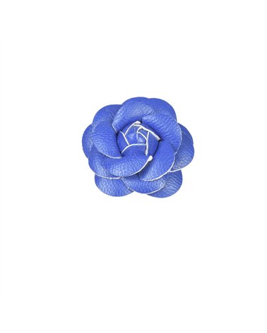 Broche fleur camélia 7 cm bleu roi