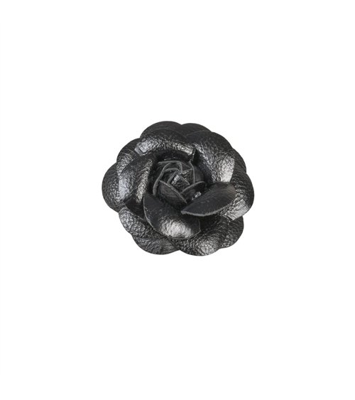 Broche fleur camélia 7 cm noir