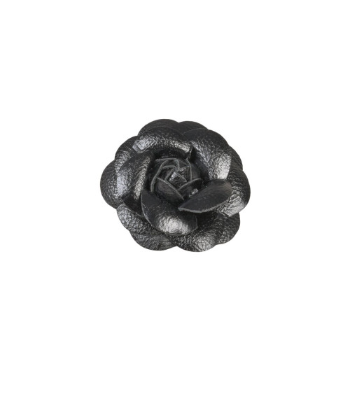 Spilla fiore camelia 7 cm nero