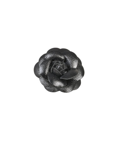 Camellia flower brooch 7 cm black