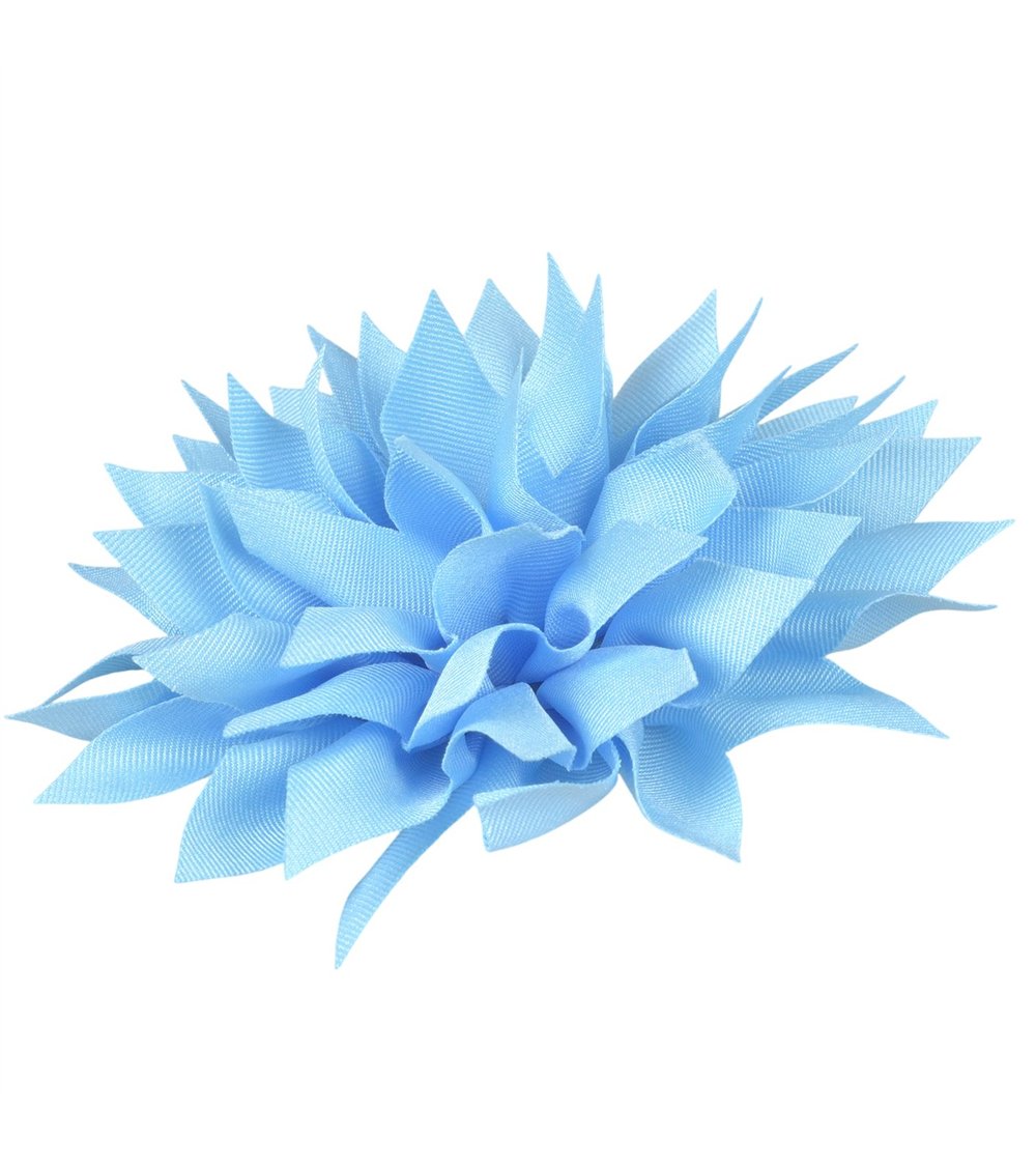 Broche fleur pivoine 14cm bleu ciel