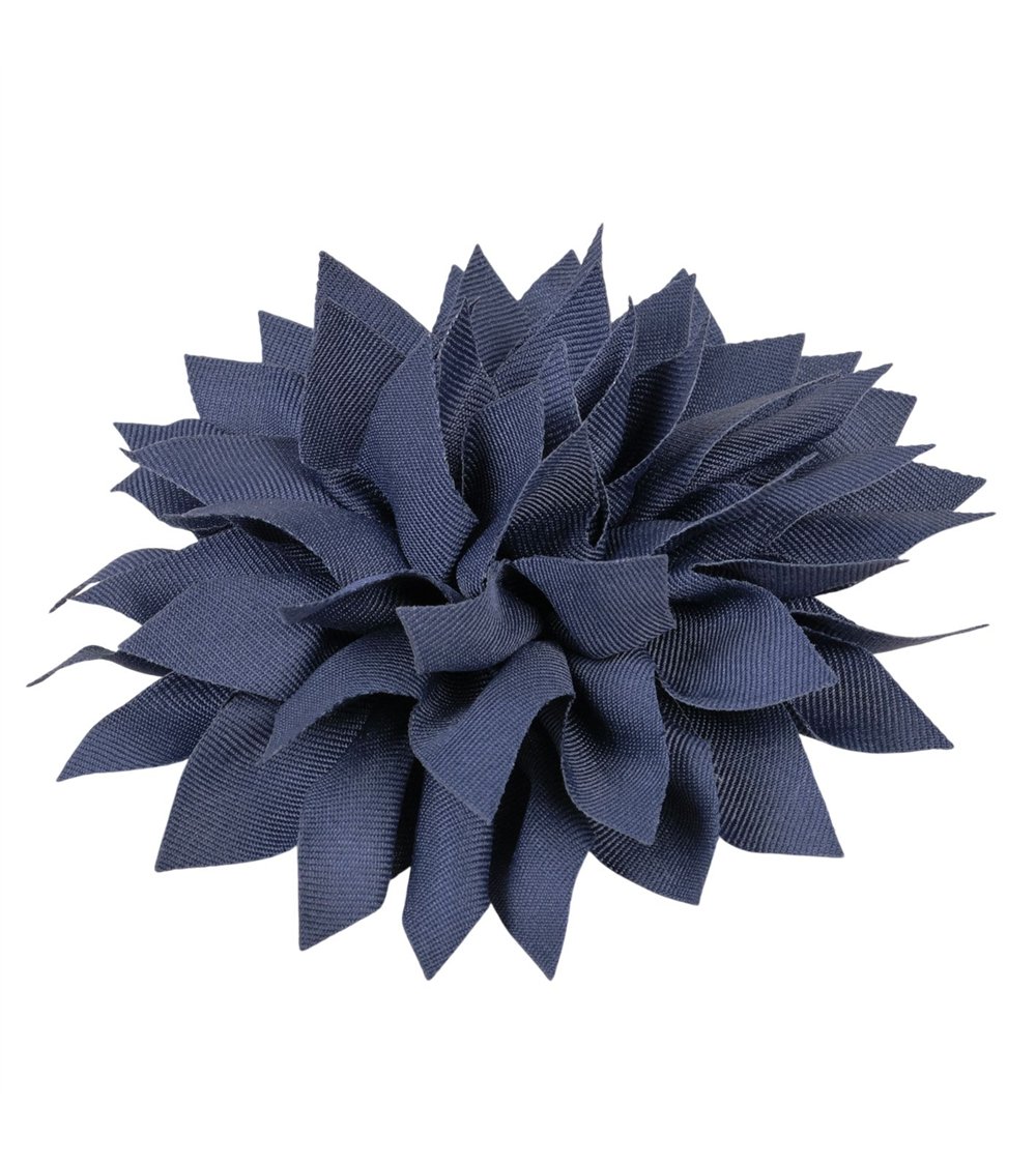 Broche fleur pivoine 14cm bleu marine